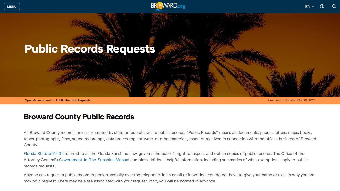 Public Records Requests Public Records Requests - Broward County, Florida